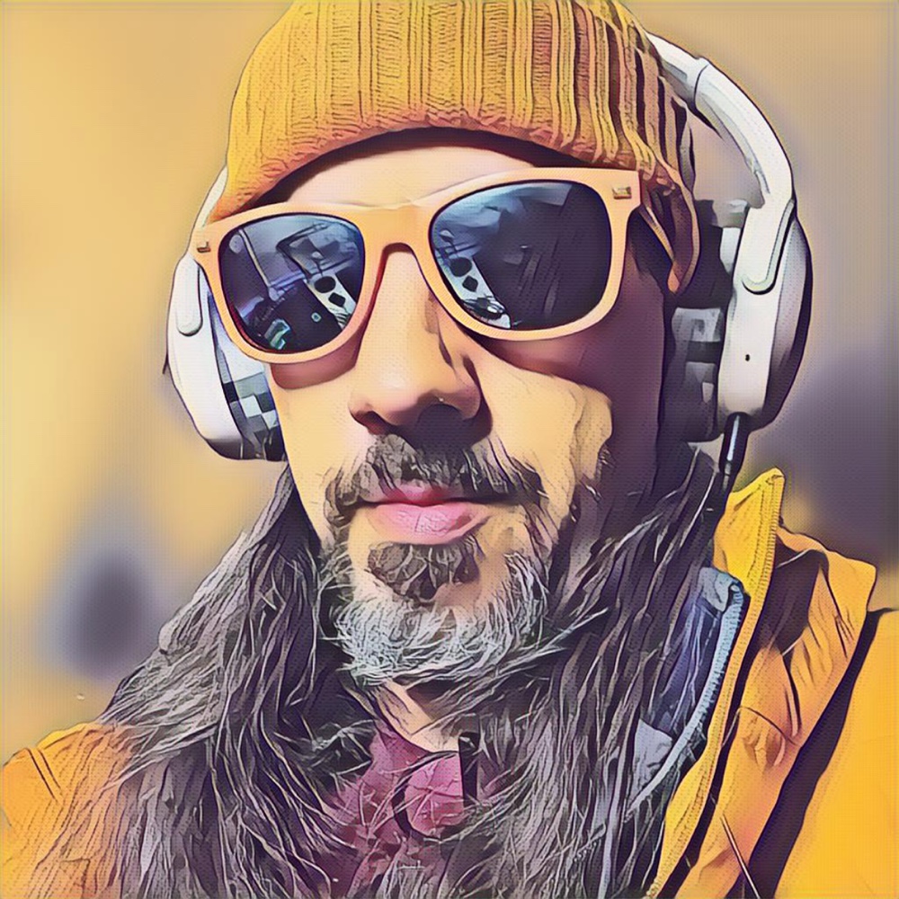 VSkus wearing sunglasses and headphones